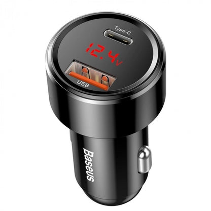 Incarcator auto BASEUS Magic USB + USB-C QC 4.0 PD 45W pentru socket bricheta (negru)